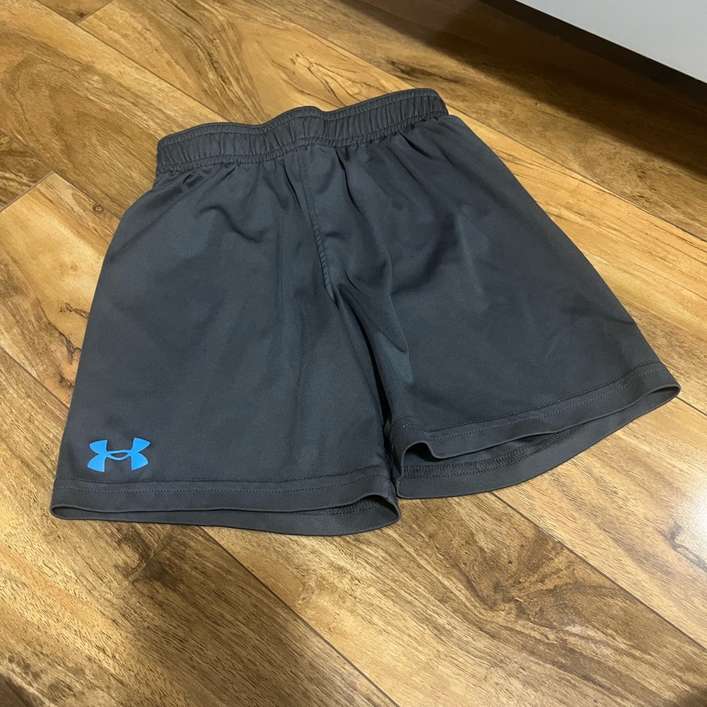 Under Armour Charcoal Shorts with Blue Logo